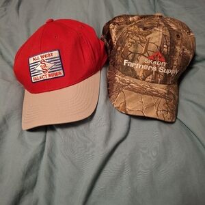 Red and Camouflage Baseball Caps All West Select Sires Farmer Cow Boy Deer
